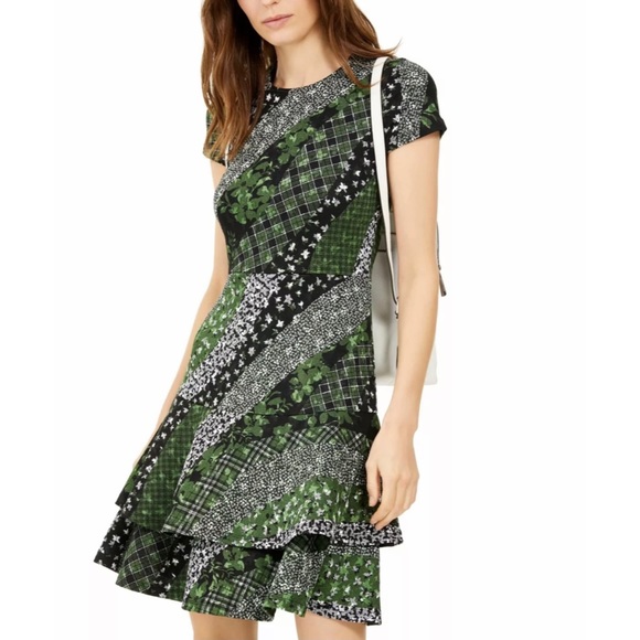 Michael Kors Dresses & Skirts - MICHAEL KORS Green Short Sleeve Ruffled Dress